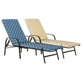 Harbour Housewares - Sussex Sun Lounger Cushions - Moroccan - Pack of 2