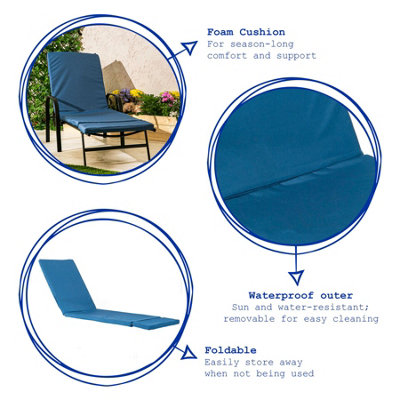 Harbour Housewares - Sussex Sun Lounger Cushions - Navy - Pack of 2 - 3