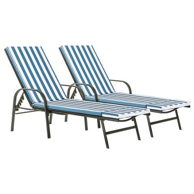 Harbour Housewares - Sussex Sun Lounger Cushions - Navy Stripe - Pack of 2