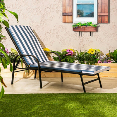 Harbour Housewares - Sussex Sun Lounger Cushions - Navy Stripe - Pack of 2 - 5