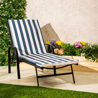 Harbour Housewares - Sussex Sun Lounger Cushions - Navy Stripe - Pack of 2 - 6
