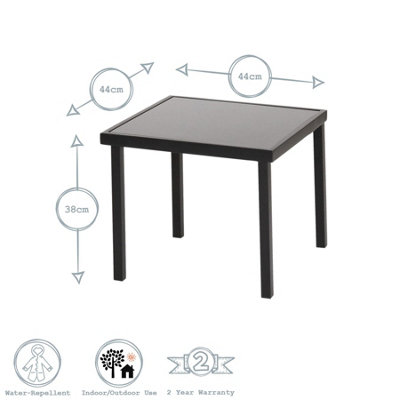 Harbour Housewares - Sussex Sun Loungers and Table Set - 2 Garden Adjustable Loungers with 2 Side Table - Modern Design - Black - 6