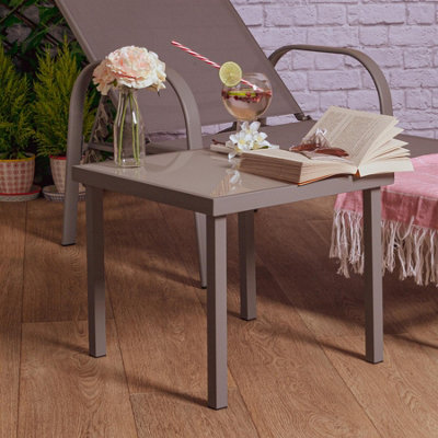 Harbour Housewares - Sussex Sun Loungers and Table Set - 2 Garden Adjustable Loungers with 2 Side Table - Modern Design - Grey - 5