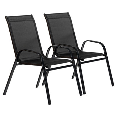 Harbour Housewares - Texteline Canvas Garden Chairs - Black - Pack of 4