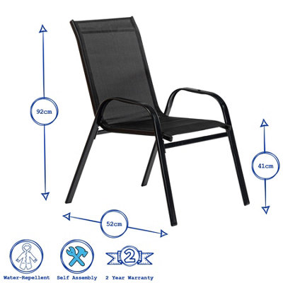 Harbour Housewares - Texteline Canvas Garden Chairs - Black - Pack of 6