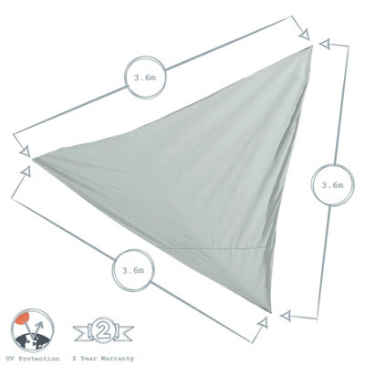 Harbour Housewares - Triangle Shade Sail - 3.6m - Black - 3