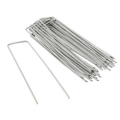 Harbour Housewares U-Shaped Weed Control Membrane Pegs - 6" (150mm) - Pack of 100