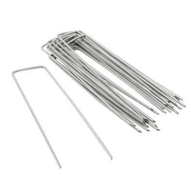 Harbour Housewares U-Shaped Weed Control Membrane Pegs - 6" (150mm) - Pack of 50