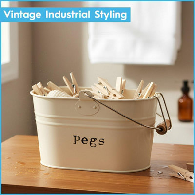 Harbour Housewares Vintage Eiskübel Mit Schaufel – 24 Cm, Doppelwandig, Pulverbeschichteter Stahl, Creme