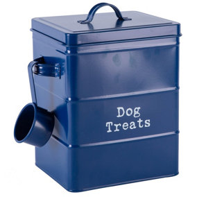 Harbour Housewares - Vintage Metal Dog Treats Canister - Navy