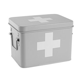 Harbour Housewares - Vintage Metal First Aid Box - 23cm - Grey