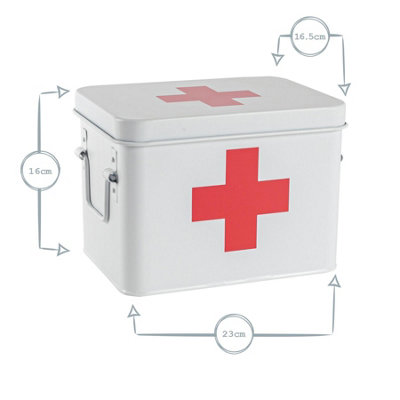 Harbour Housewares - Vintage Metal First Aid Box - 23cm - Grey - 3