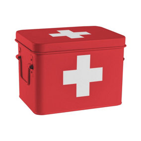 Harbour Housewares - Vintage Metal First Aid Box - 23cm - Red