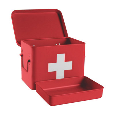 Harbour Housewares Vintage Metal First Aid Box 23cm Red