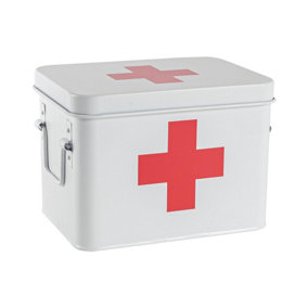 Harbour Housewares - Vintage Metal First Aid Box - 23cm - White
