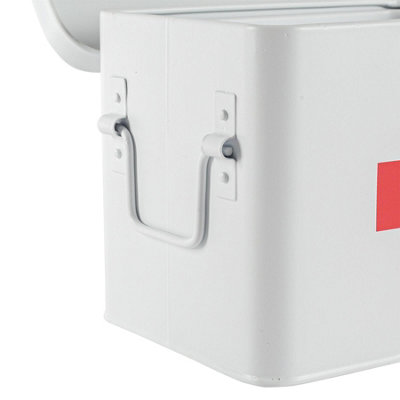 Harbour Housewares - Vintage Metal First Aid Box - 23cm - White - 5