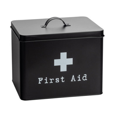 Harbour Housewares - Vintage Metal First Aid Box - 29cm - Black