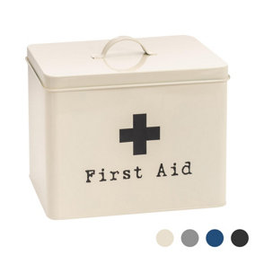 Harbour Housewares - Vintage Metal First Aid Box - 29cm - Cream