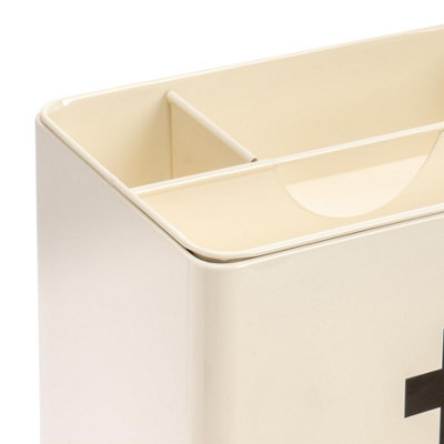 Harbour Housewares - Vintage Metal First Aid Box - 29cm - Cream - 4