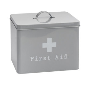 Harbour Housewares - Vintage Metal First Aid Box - 29cm - Grey