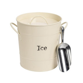Harbour Housewares - Vintage Metal Ice Bucket with Scoop - Cream