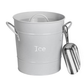 Harbour Housewares - Vintage Metal Ice Bucket with Scoop - Grey