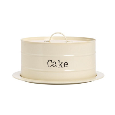 Harbour Housewares - Vintage Metal Kitchen Cake Tin - Cream