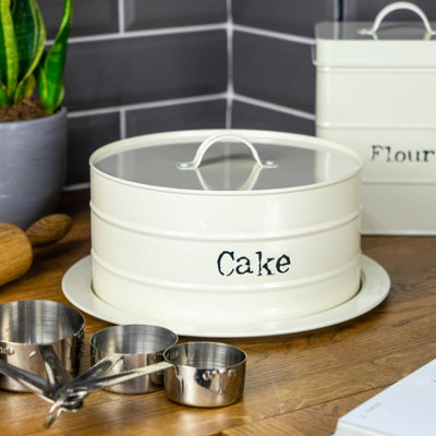 Harbour Housewares - Vintage Metal Kitchen Cake Tin - Cream