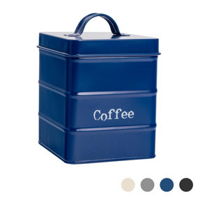Harbour Housewares - Vintage Metal Kitchen Coffee Canister - Navy