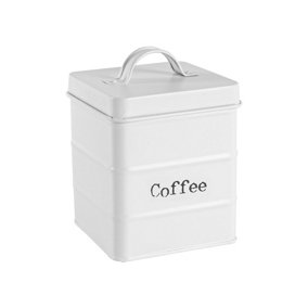 Harbour Housewares - Vintage Metal Kitchen Coffee Canister - White