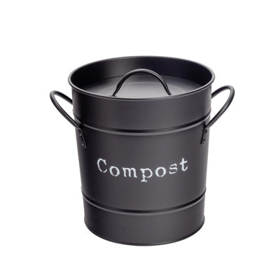 Harbour Housewares - Vintage Metal Kitchen Compost Bin - Black