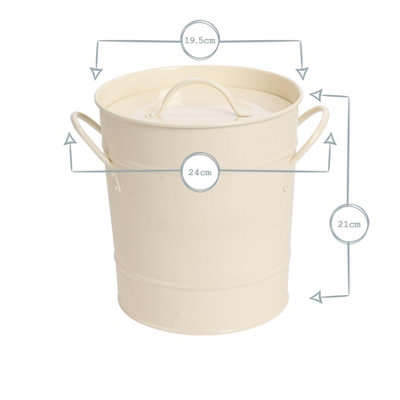 Harbour Housewares - Vintage Metal Kitchen Compost Bin - Cream - 3