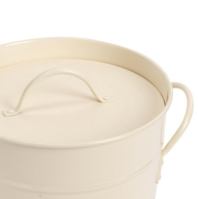 Harbour Housewares - Vintage Metal Kitchen Compost Bin - Cream - 7