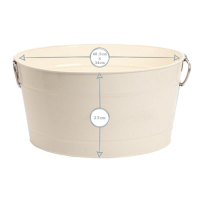 Harbour Housewares - Vintage Metal Large Drinks Bucket - Cream - 3