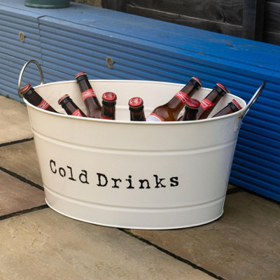 Harbour Housewares - Vintage Metal Large Drinks Bucket - Cream - 5