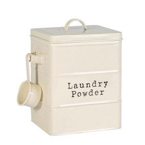 Harbour Housewares - Vintage Metal Laundry Powder Canister - Cream
