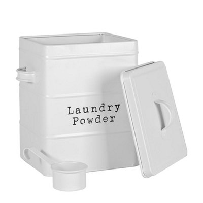 Harbour Housewares - Vintage Metal Laundry Powder Canister - White