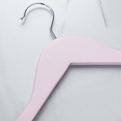 Harbour Housewares Wooden Children's Hangers - Light Pink - Pack of 10 - 7