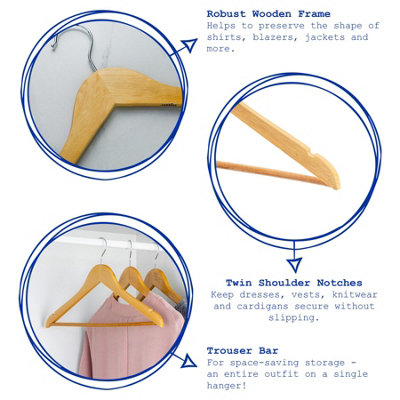 Harbour Housewares Wooden Coat Hangers - White - Pack of 10