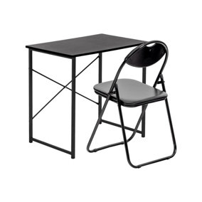Harbour Housewares - Wooden Desk & Chair Set - Black/Black
