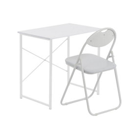 Harbour Housewares - Wooden Desk & Chair Set - White/White
