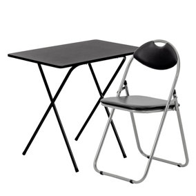 Harbour Housewares - Wooden Folding Desk & Chair Set - Black/Black