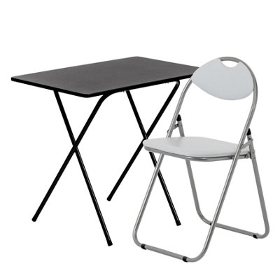 Harbour Housewares Wooden Folding Desk & Chair Set - Black/White