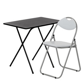 Harbour Housewares - Wooden Folding Desk & Chair Set - Black/White