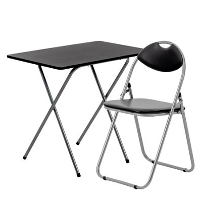 Harbour Housewares Wooden Folding Desk & Chair Set Silver/Black DIY