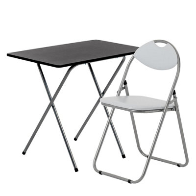 Harbour Housewares Wooden Folding Desk & Chair Set Silver/White DIY