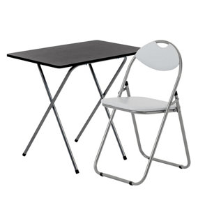 Harbour Housewares - Wooden Folding Desk & Chair Set - Silver/White