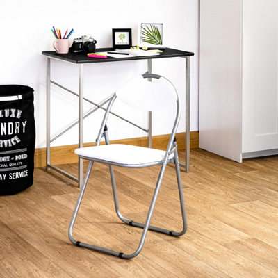 Harbour Housewares Wooden Folding Desk Chair Set Silver White