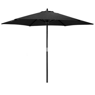 Harbour Housewares - Wooden Garden Parasol - 2.7m - Black