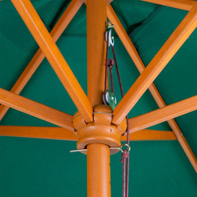 Harbour Housewares - Wooden Garden Parasol - 2.7m - Green - 6
